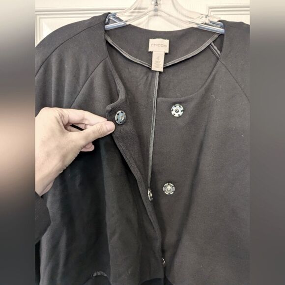 Chico’s Trench Topper long cardigan Jacket Black Plus 4/ XXL 20/22 Cottagecore - Picture 7 of 13
